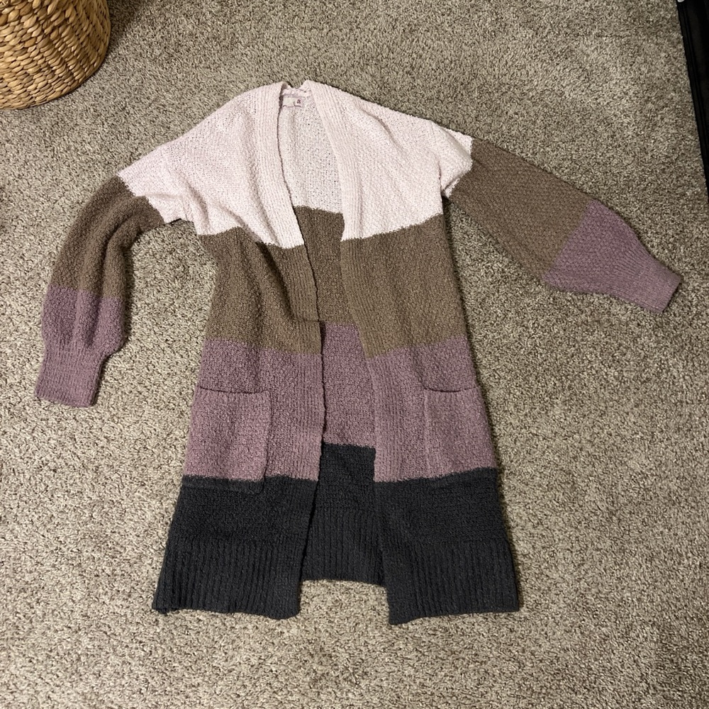 SO Women's Colorblock Cardigan - Pink, Brown, Gray